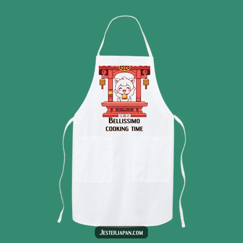 Funny Temple Bell Ringing Character Apron - Cook with Joyful Charm
