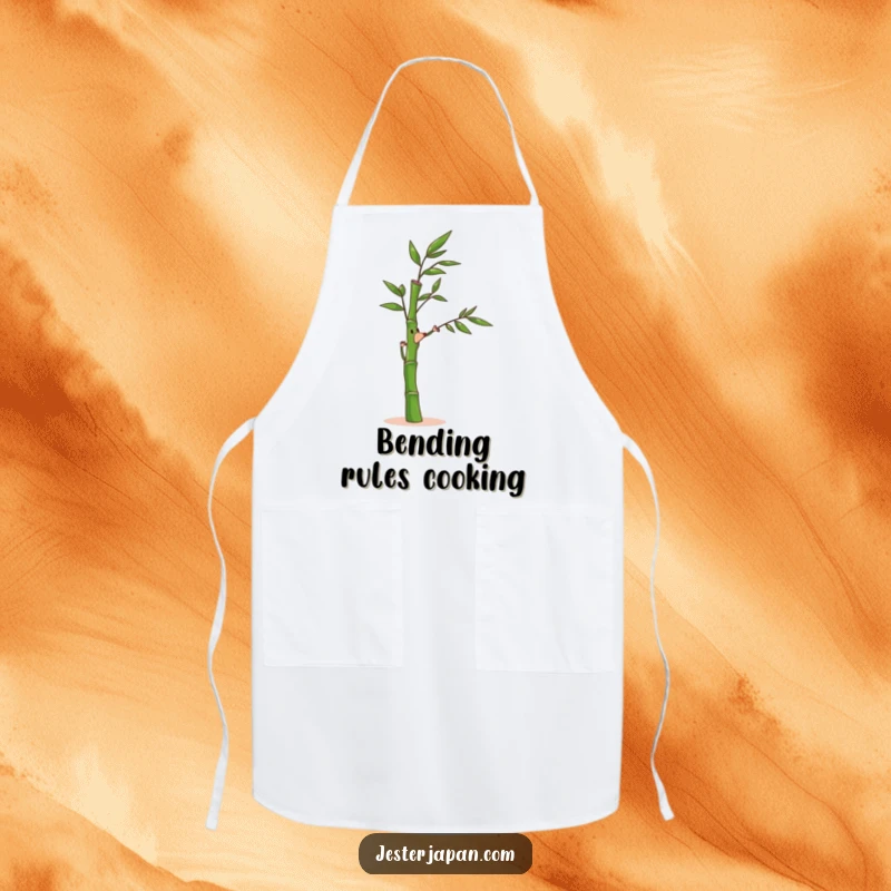 Funny Bamboo Apron: A bamboo stalk character bends joyfully in a gentle breeze, adding natural charm to kitchen tasks.