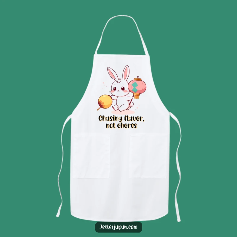 Funny Bunny Chasing Lantern Apron: Cook with Joy and Whimsical Kitchen Fun