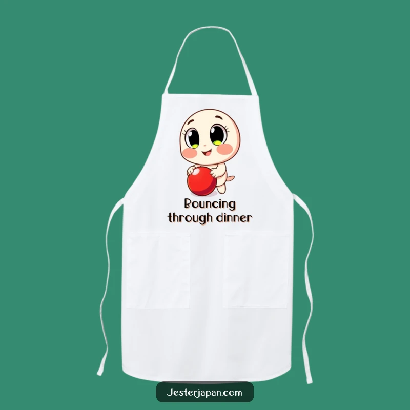 Funny Bouncing Ball Apron: Playful Kitchen Fun with Big Eyed Character's Design
