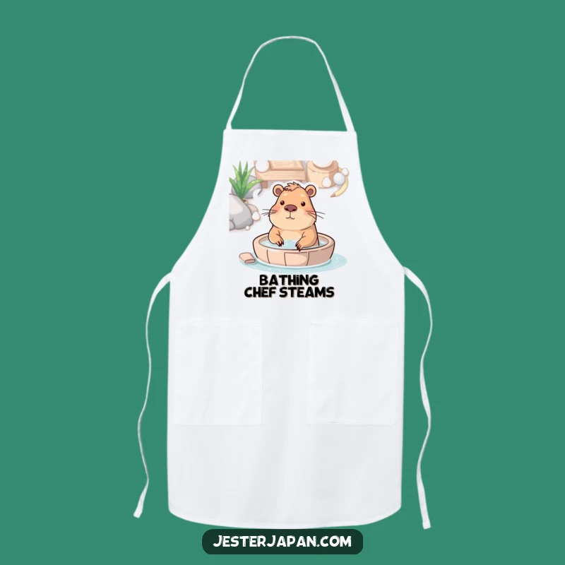 Funny Capybara Hot Spring Apron: Cook with Calm & Hilarious Style