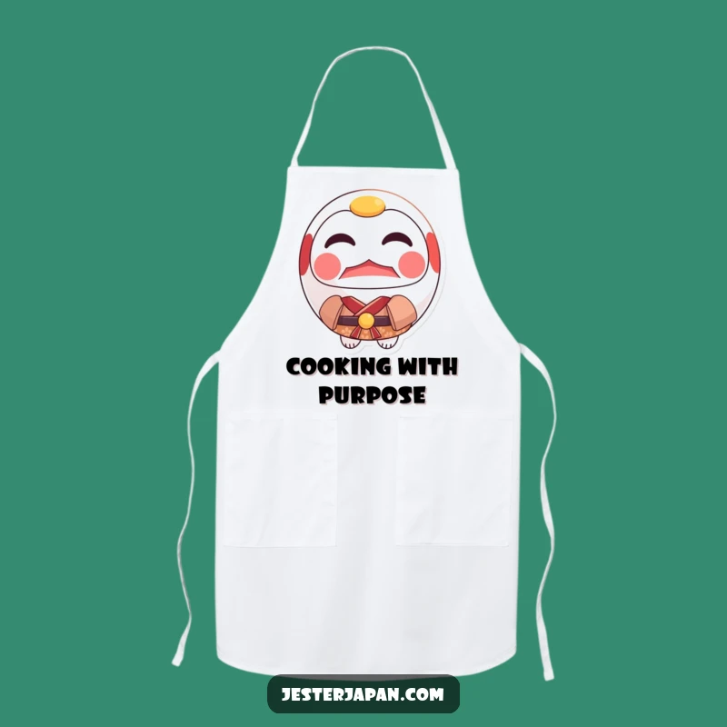 Funny Daruma Kimono Apron: Resolute Doll Chef, Motivational Kitchen Gift