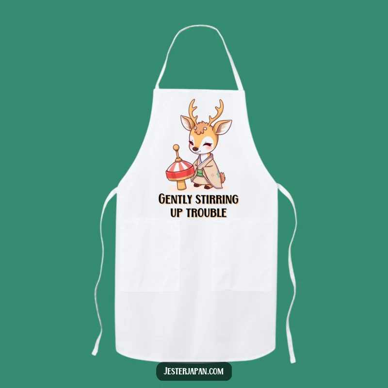 Funny Deer Kimono Apron: Gentle Chef's Curiosity - A Whimsical 'Funny Gift'