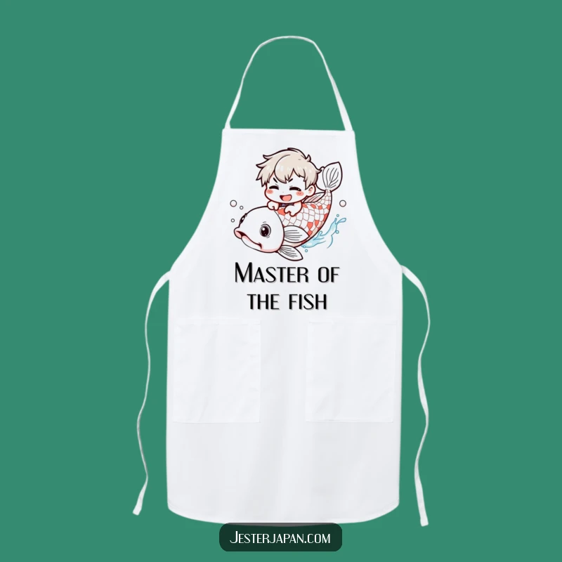 Funny Kawaii Koi Rider Apron: Mischievous Character, Humorous Kitchen Fun