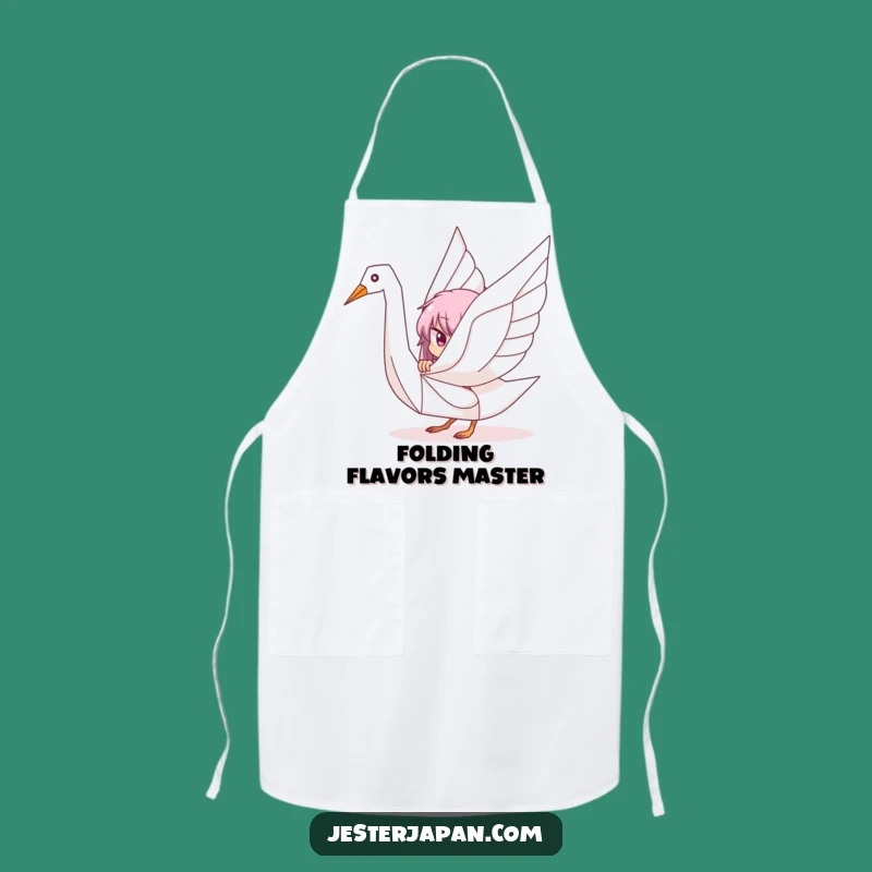 Funny Origami Crane Apron - Playful Kitchen Art Gift