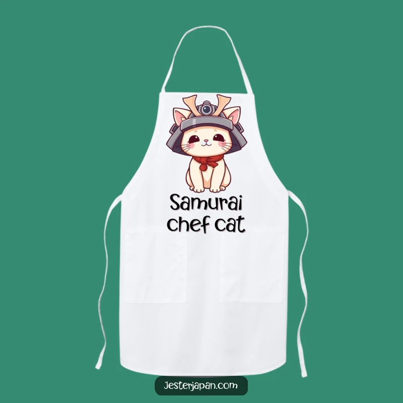 Funny Cat Samurai Apron: Kawaii Chef Helmets, Practical Funny Gift