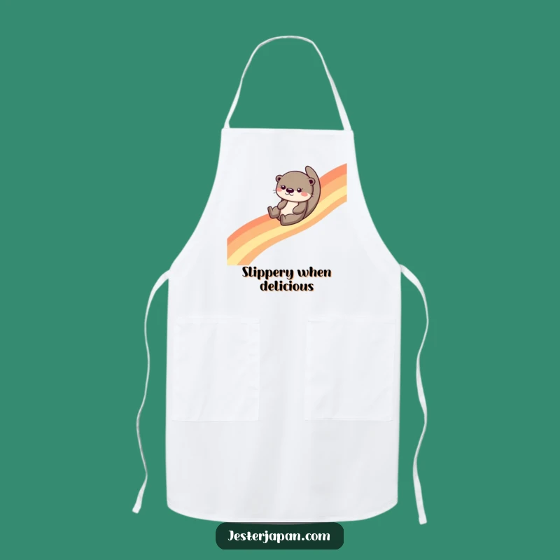 Funny Otter Rainbow Kitchen Apron - Whimsical Cooking Fun Gift