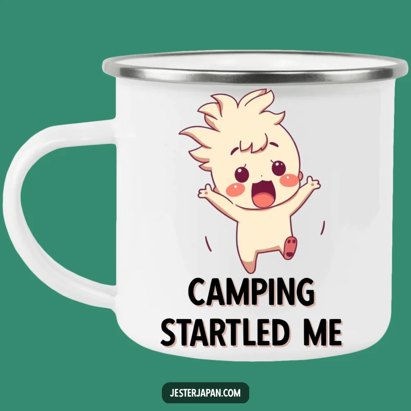 Funny Origami Crane Camping Mug: Startled Character Outdoor Surprise Gift
