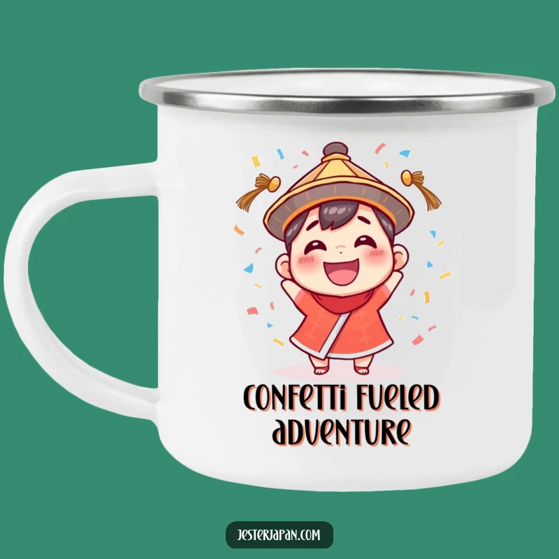 Funny Confetti Character Camping Mug: Your Hilarious Traditional Hat Companion for Adventures