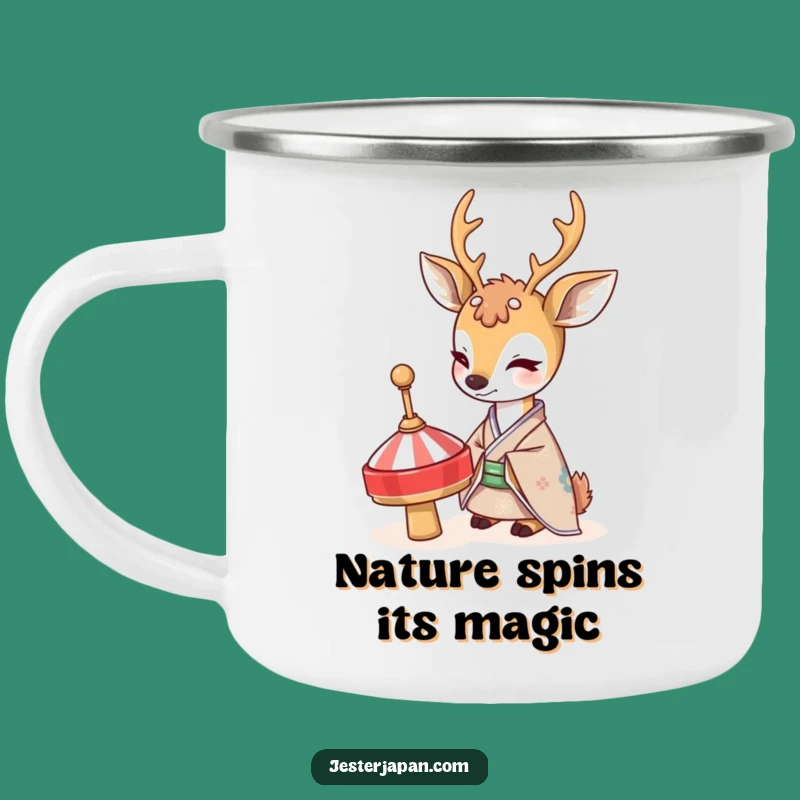 Funny Deer Kimono Camping Mug: Curious Nature Lover's 'Funny Gift'