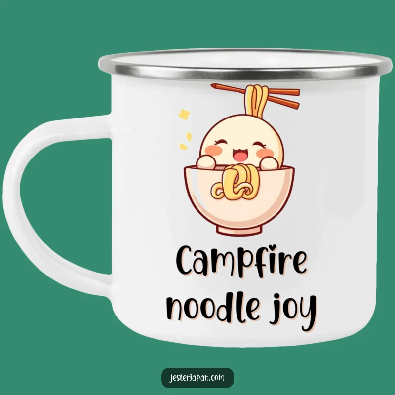 Funny Kawaii Noodle Slurp Camping Mug: Adventure Fuel for Foodies