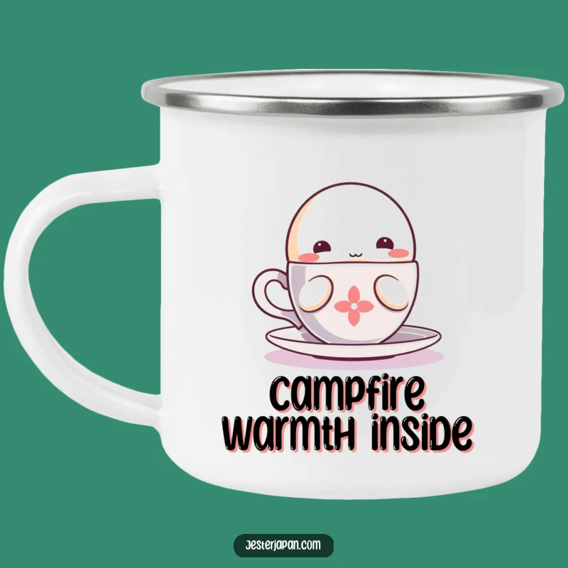 Funny Kawaii Sipping Camping Mug: Adventure with Cozy Character