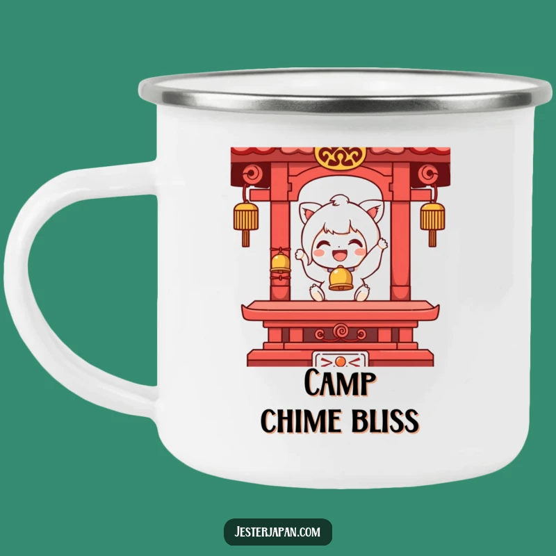 Funny Temple Bell Ringing Character Camping Mug - Adventures with Peaceful Humor