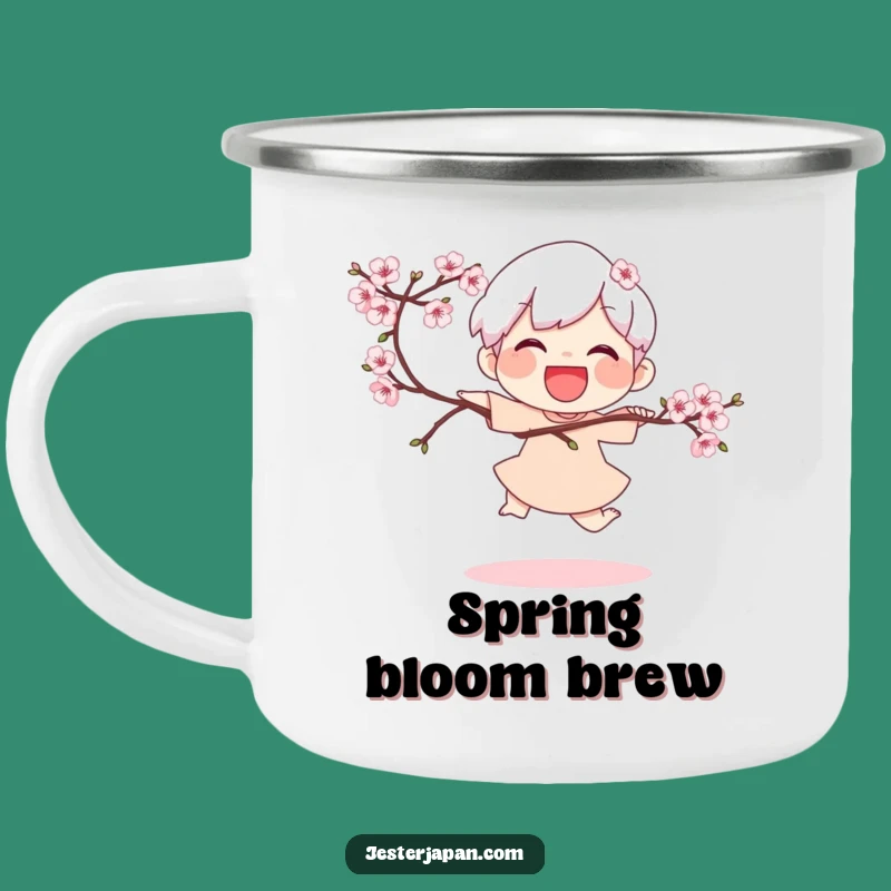 Funny Spring Hop Camping Mug: Joyful Character, Outdoor Humor Gift