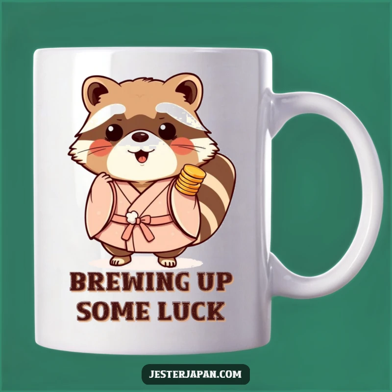 Funny Tanuki Kimono Mug: Playful Coin Carrier, Lucky Japanese Gift Idea