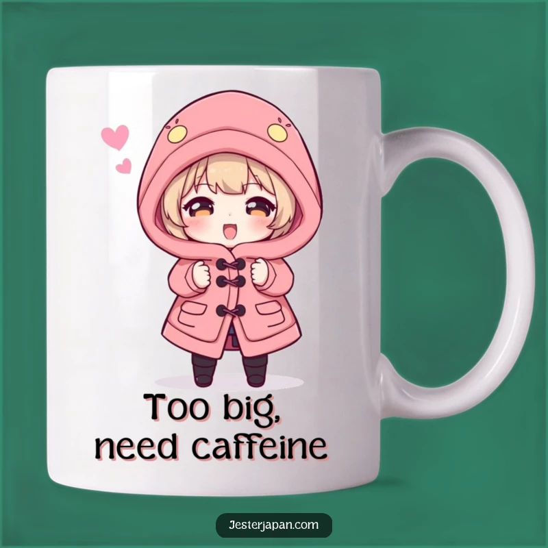 Funny Happi Coat Mishap Mug: Hilarious Oversized Robe Fail, Perfect Funny Gift