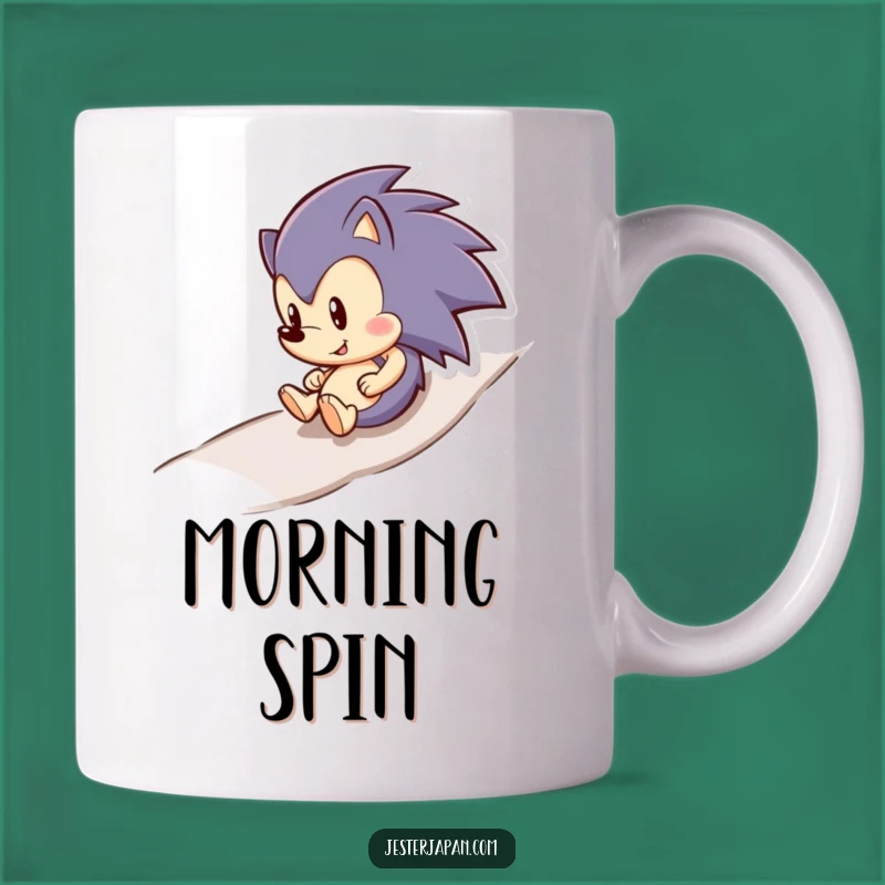 Funny Hedgehog Rolling Downhill Mug - Happy Cute Animal Gift