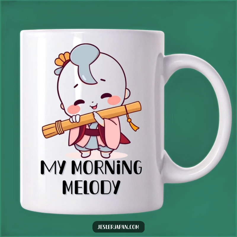 Funny Kawaii Flute Player Mug: Adorable Japanese Character Gift for Music Lovers