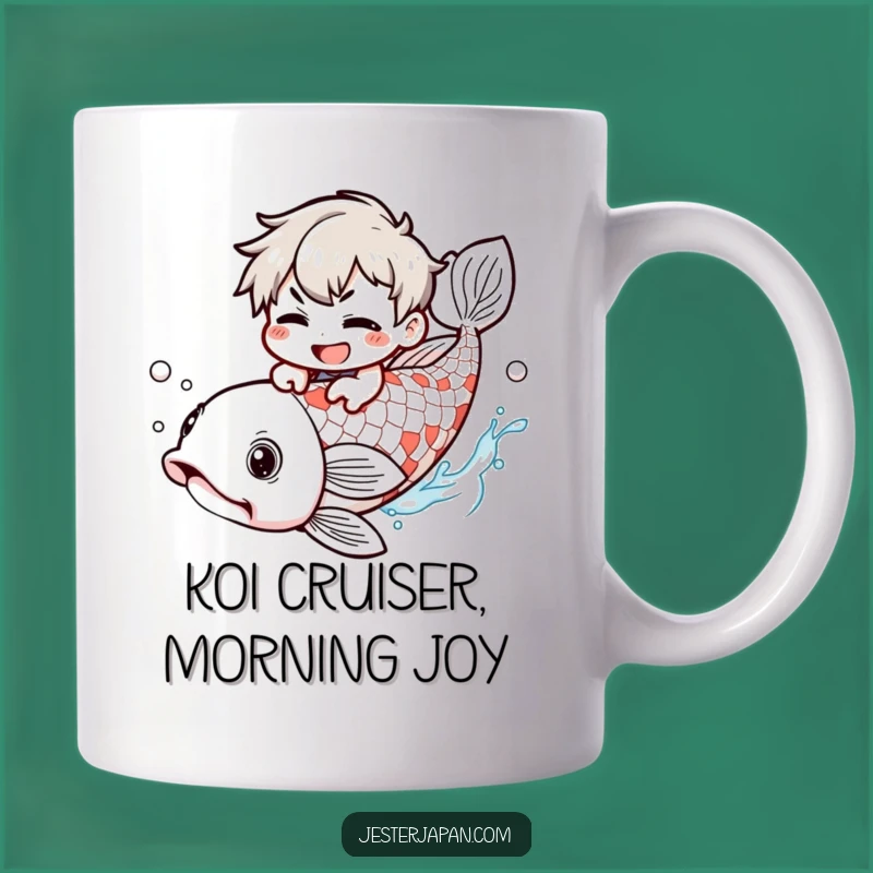 Funny Kawaii Koi Rider Mug: Mischievous Character, Perfect Humorous Gift Idea