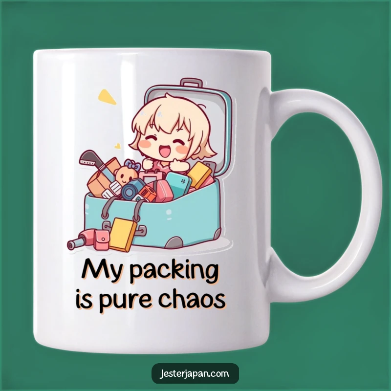 Funny Kawaii Packing Chaos Mug - Perfect Humorous Travel Gift