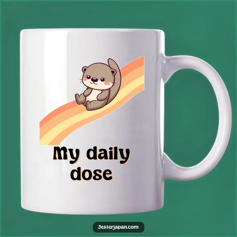Funny Otter Sliding Down Rainbow Mug - Adorable Cute Animal Gift
