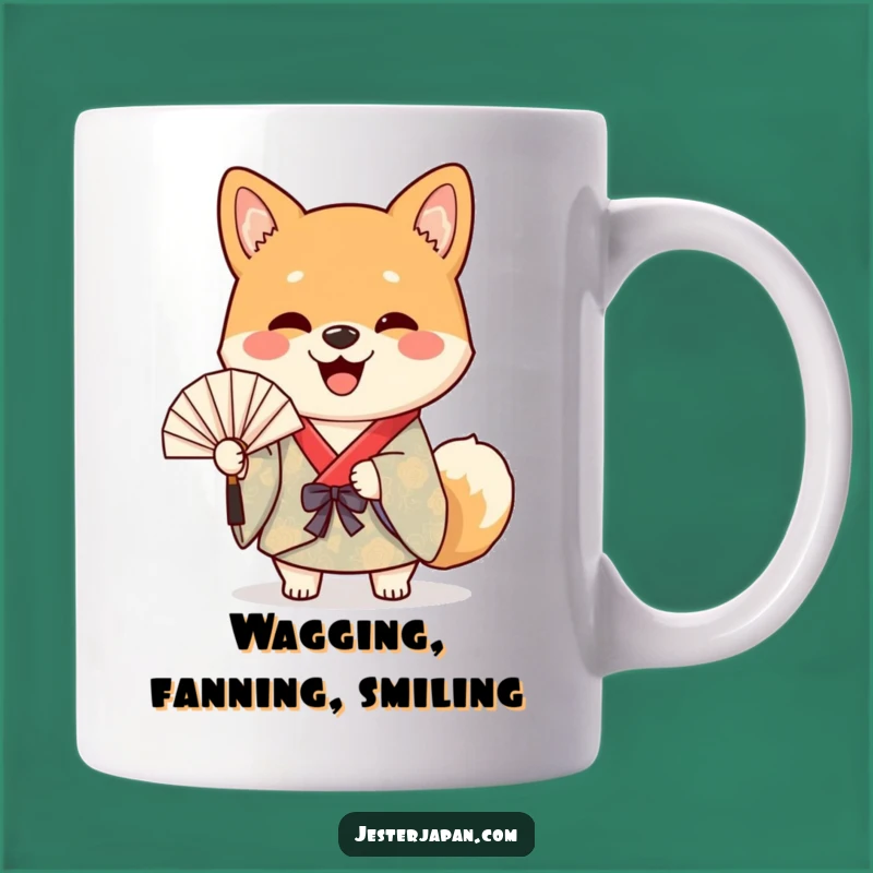 Funny Shiba Dog Kimono Mug - Happy Fan Waving Joyful Gift