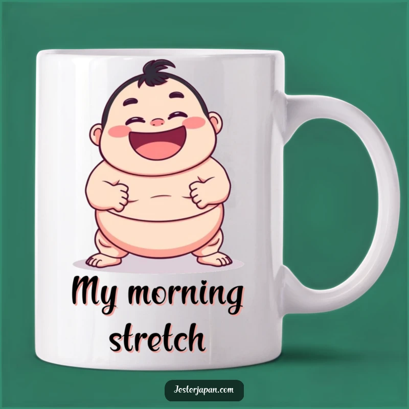 Funny Sumo Pose Mug: Hilarious Character Grin, Perfect Humorous Gift for Wrestlers