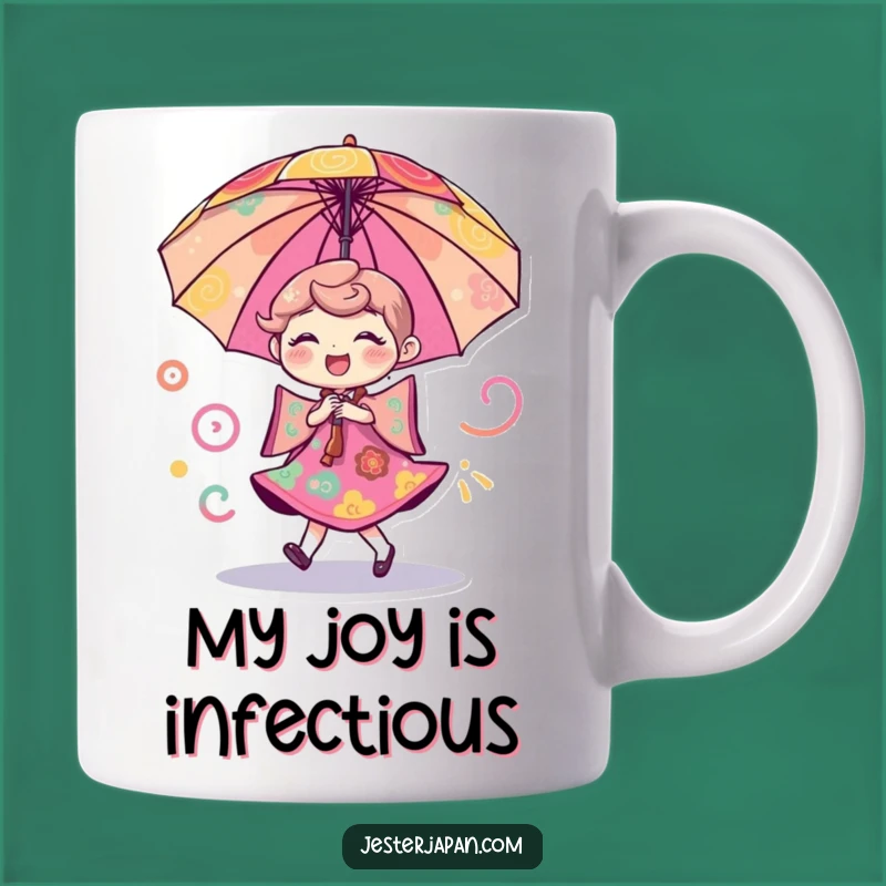 Funny Umbrella Dance Mug - Cheerful Character Art and Funny Gift Idea