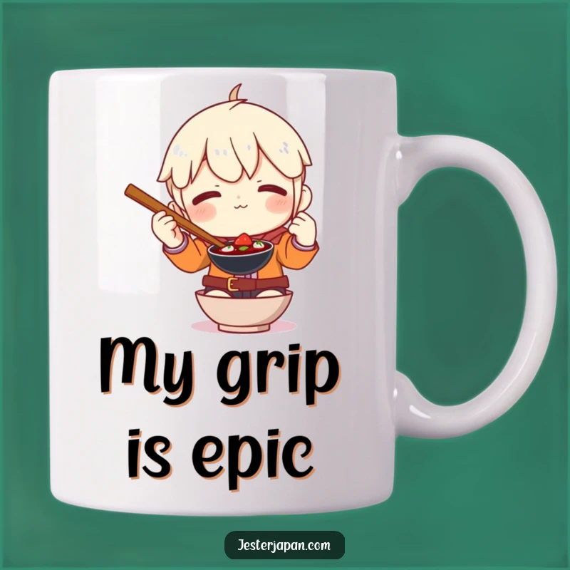 Funny Oversized Chopsticks Struggle Mug: A Hilarious Foodie Gift for Kitchen Clumsiness