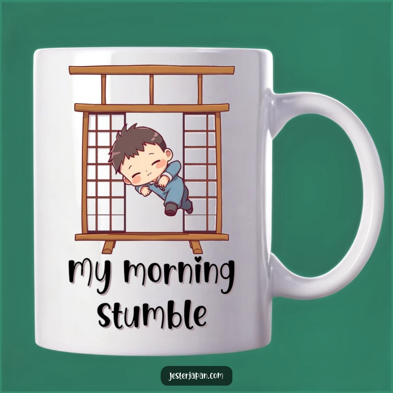 Funny Chibi Shoji Screen Trip Mug - Hilarious Clumsy Gift