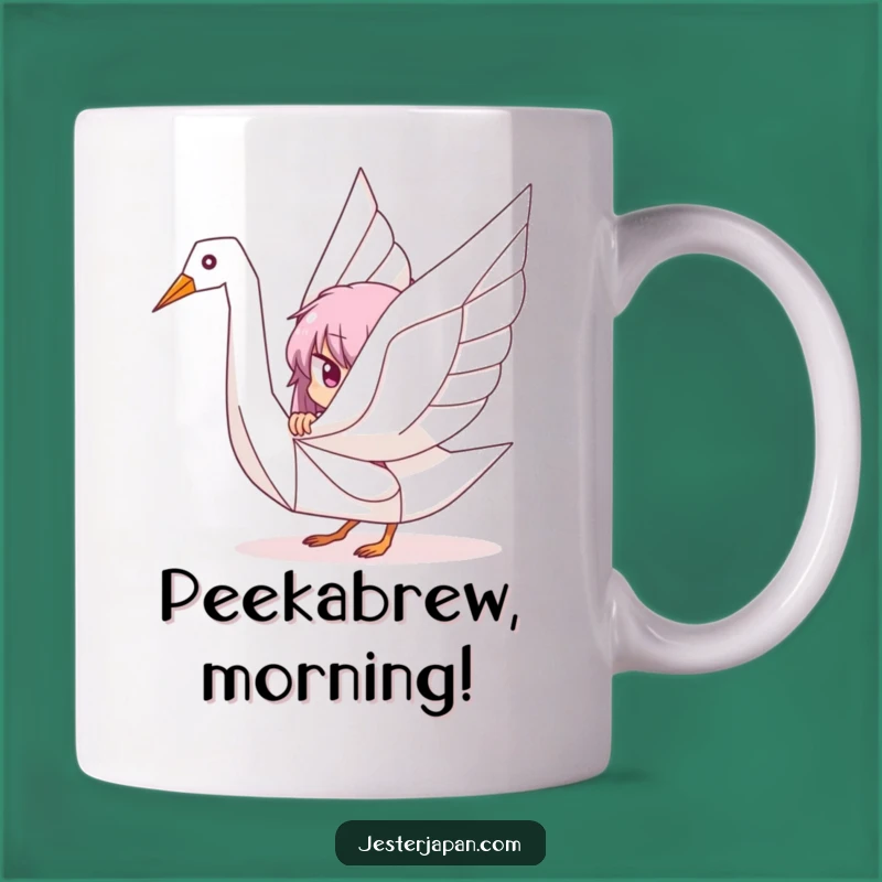 Funny Origami Crane Peek Mug - Playful & Artistic Gift for Curious Souls