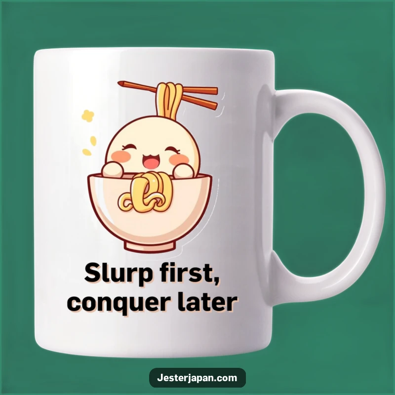 Funny Kawaii Noodle Slurp Mug: A Joyful Feast for Your Morning