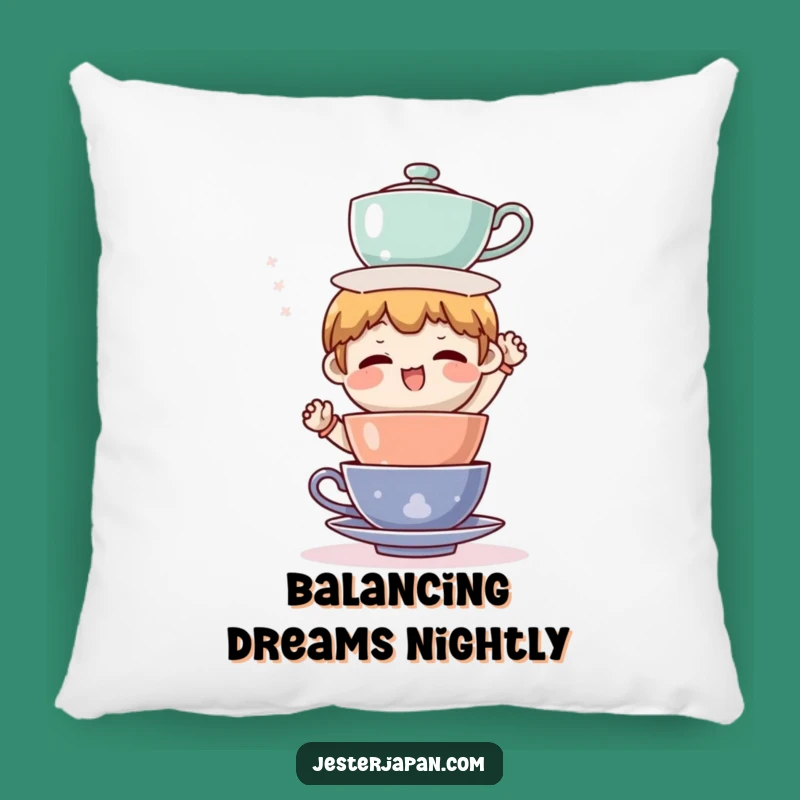 Funny Tea Cup Balance Pillow - Comfy & Hilarious Decor Gift