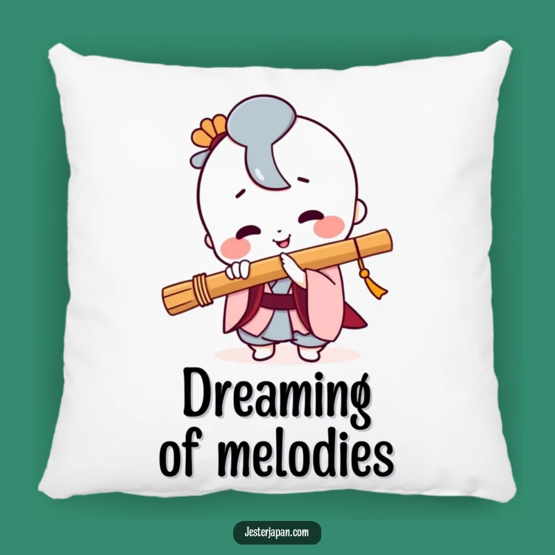 Funny Kawaii Flute Player Pillow: Cute Japanese Character Accent for Cozy Spaces