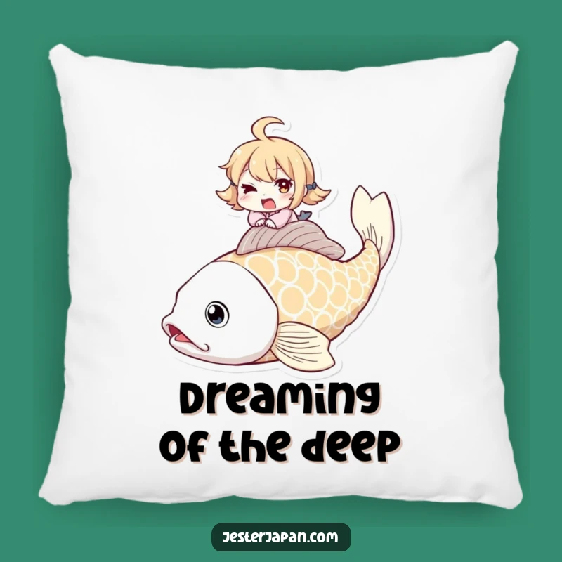 Funny Koi Fish Rider Pillow: Cozy Comfort, Winking Character, Playful Home Decor Gift