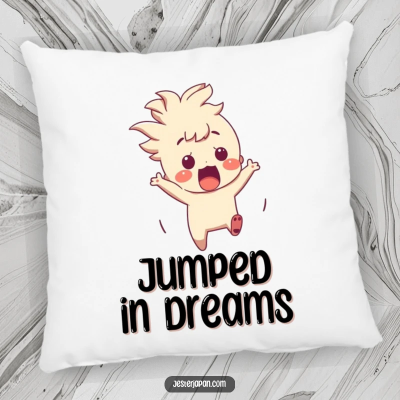 Funny Character Pillow: A plush pillow depicting a character startled by an appearing origami crane, perfect for cozy surprises.