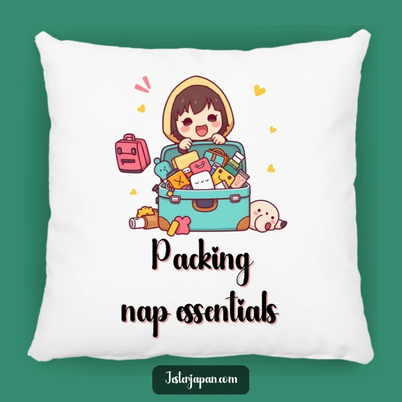 Funny Packing Kawaii Pillow: Cozy Comfort with Chaotic Travel Character