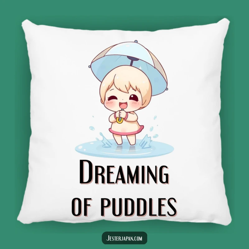 Funny Puddle Splashing Pillow: Snuggle with Joyful Character's Umbrella Comfort
