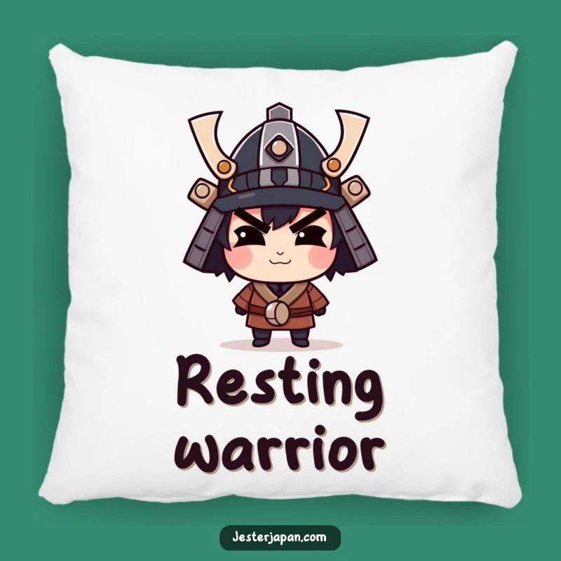 Funny Samurai Helmet Pillow: Cozy Warrior Comfort, Smirking Character, Playful Gift