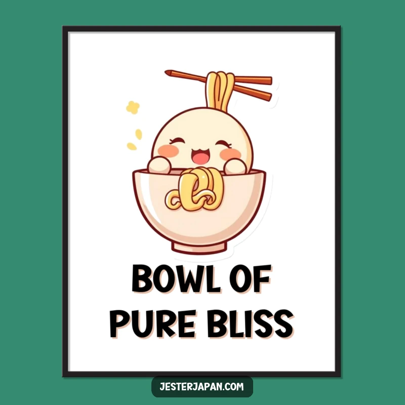 Funny Kawaii Noodle Slurp Digital Art: Instant Joyful Decor