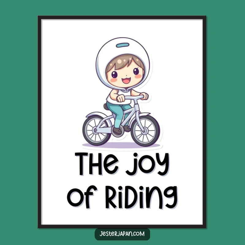 Funny Bicycle Riding Digital Print: Instant Joy with Smiling Character's Art