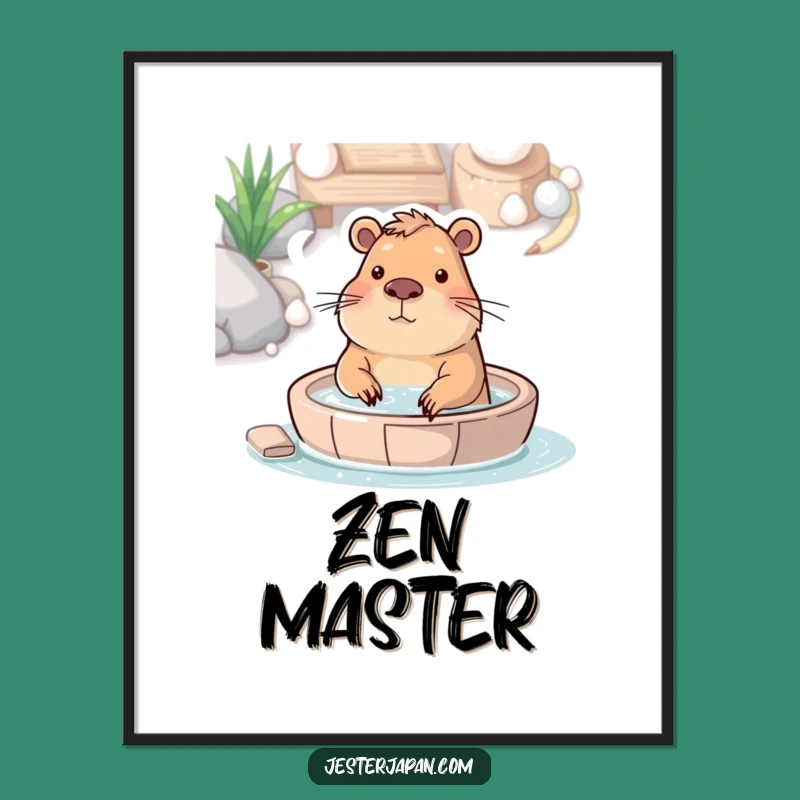 Funny Capybara Hot Spring Digital Art: Instant Download for Hilarious Zen Decor