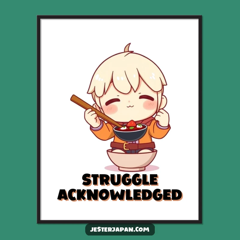 Funny Chopstick Struggle Digital Art: Hilarious Foodie Decor for Your Walls