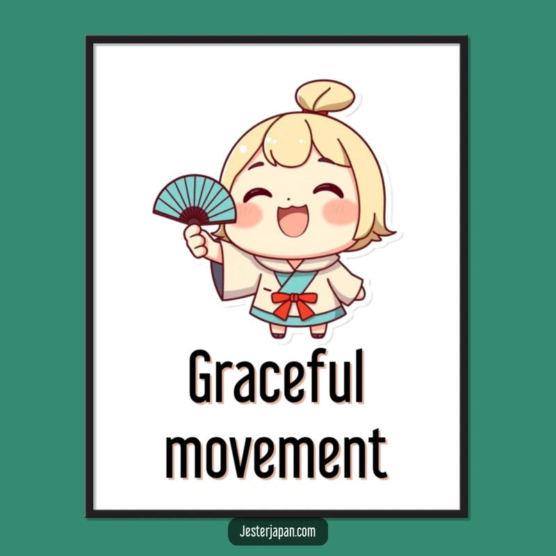 Funny Kawaii Fan Wave Art Print: Whimsical & Hilarious Decor