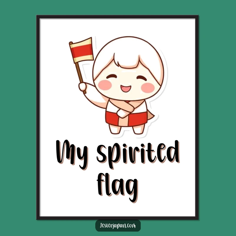 Funny Kokeshi Doll Digital Art: Instant Cheer and Celebratory Vibes
