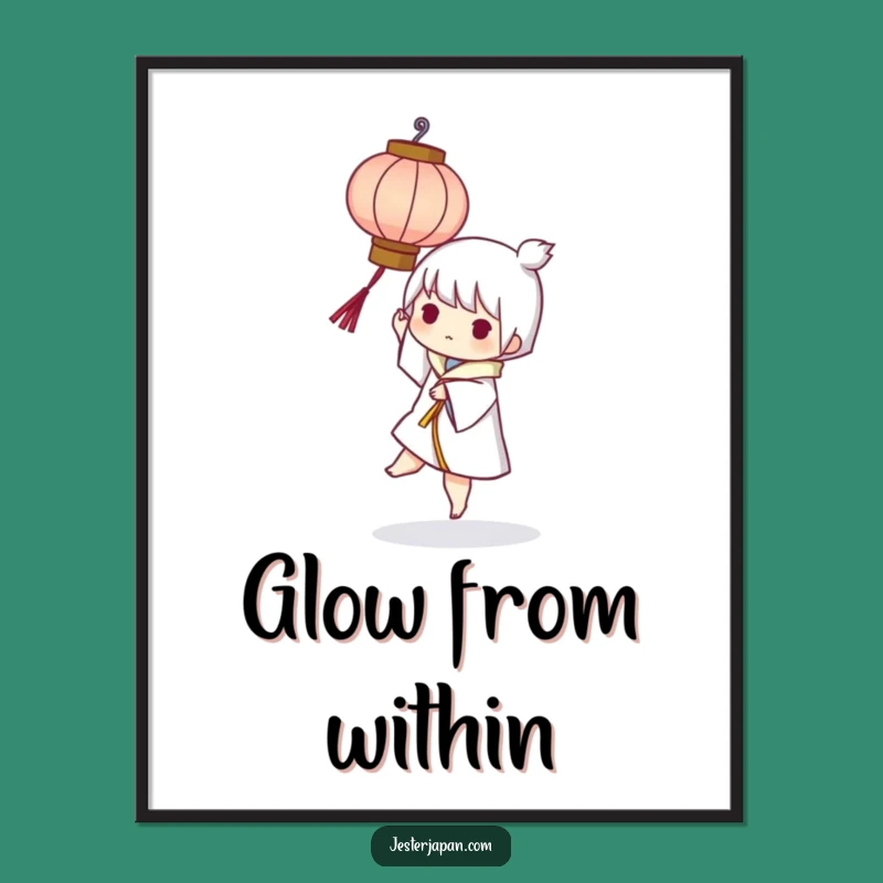 Funny Lantern Balance Digital Art: Playful Character's Light, Instant Funny Gift