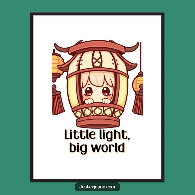 Funny Lantern Peek Digital Art: Wonder Character Print, Humorous Decor