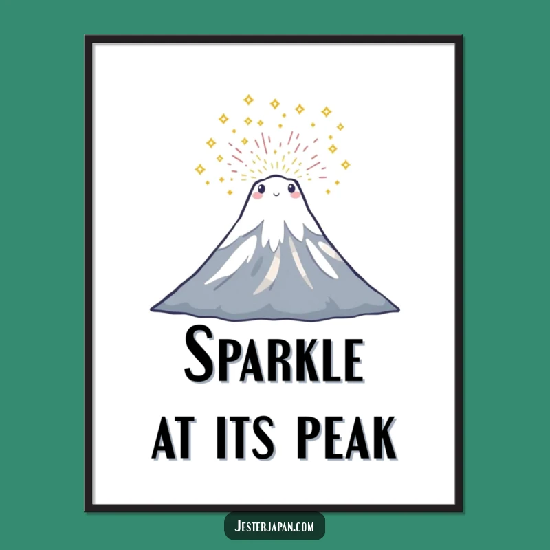 Funny Mount Fuji Sparkle Digital Art - Instant Joy and Humorous Decor Gift