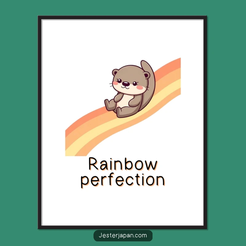 Funny Otter Rainbow Slide Digital Art - Instant Joyful Decor Gift