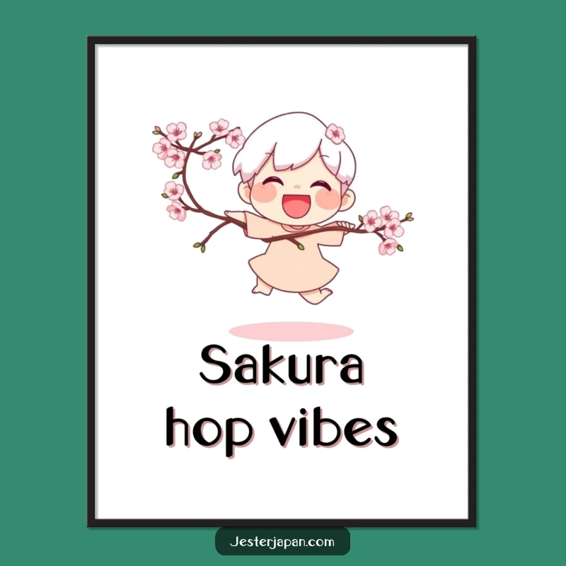Funny Spring Hop Digital Art: Joyful Character Print, Humorous Decor